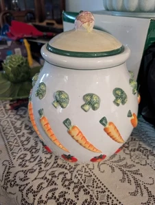 Tarro de galletas vintage Department 56 brócoli zanahorias tomate rábano raro - Imagen 1 de 6