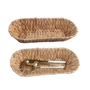 Set of 2 Small Wicker Baskets for Flatware Organizer , Silverware Caddy Utens... - Picture 1 of 6