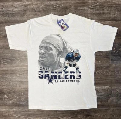 Camisa De Colección Dallas Cowboys Para Hombres Grande Blanca NFL Fútbol Deion Sanders Lee Años 90 Foto 1 de 4