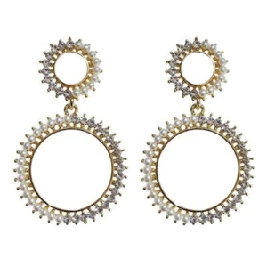 Hoops Indian Style Silver Crystal Dangle Drop Women Jewellery Earrings Gift  - Picture 1 of 4