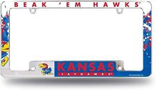 Kansas Jayhawks Metal License Plate Frame Tag Cover All Over Design...