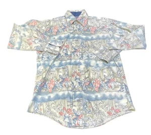 Vintage 70s Daily Double Rockabilly Victorian Ladies Button Up Shirt Mens M 15 - Picture 1 of 5