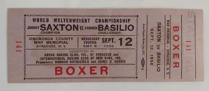 12.09.1956 Johnny Saxton vs Carmen Basilio Boxing Ticket, World Welterweight - Bild 1 von 2