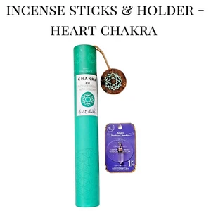 Heart Chakra Incense Sticks & Holder – Mint Scent + Gift – Spiritual Healing - Imagen 1 de 8