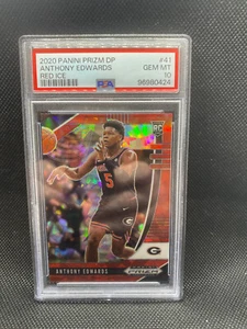 PSA 10 - 2020-21 Panini Prizm DP - Red Ice Prizm #41 Anthony Edwards (RC) - Picture 1 of 3