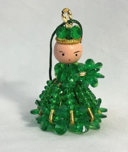 PIN DE SEGURIDAD VINTAGE MEDIADOS DE SIGLO VERDE CUENTAS ADORNO NAVIDAD DAMA - Imagen 1 de 9