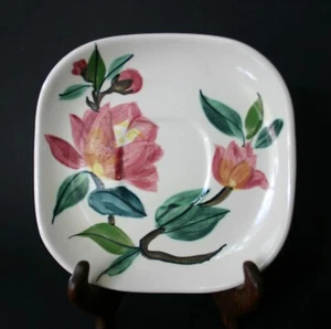 RED WING * Blossom Time * quadratische Untertasse 6 cm Mid-Century 50er Jahre handbemalt - Bild 1 von 3