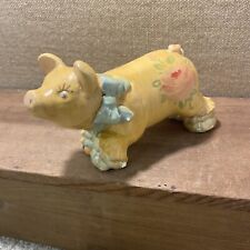 Vintage Chalkware Pig Figurine Statue Super Cute In Frilly Oufit Floral Bow