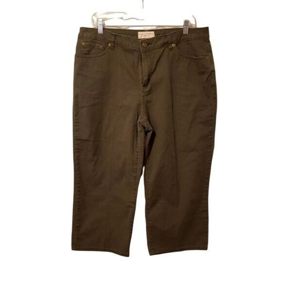 Falls Creek Womens Size 14 Gray Green  Solid Capri Pants - Изображение 1 из 4