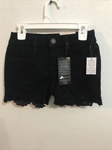 SO Girl's Denim Crochet Frayed Hem Shortie Black Size 7 Ret $24 (APO-124-6) - Picture 1 of 5