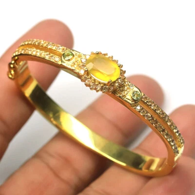 Edelstein Gelb Opal, Peridot & Saphir Armreif Kreuz 4.4cm x 5.1cm 925 Silber - Bild 1 von 4