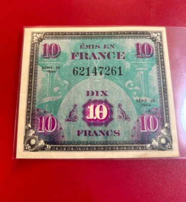 1944 FRANCE 10 FRANCS MILITARY CURRENCY NOTE UNCIRCULATED - Image 1 of 2