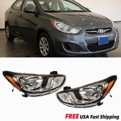 Pair Chrome Housing Headlights Lamps Assembly For Hyundai Accent 2012-2014 Foto 1 de 4