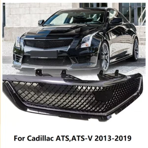 For Cadillac ATS 2013-2019 Paint Black Front Upper Bumper Mesh Grill Grille - Picture 1 of 6