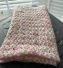 Vintage Small Crochet Handmade Blanket Throw Vtg 40In X 40In Pink Baby