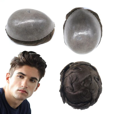 NATURA DEI CAPELLI Sistema di sostituzione dei capelli umani da uomo 0,12 mm Poly Skin Toupee pe...