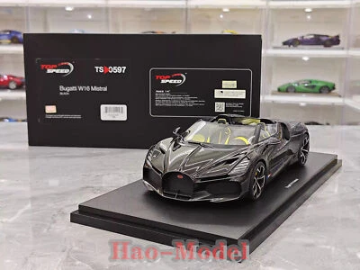Topspeed 1:18 Bugatti W16 Mistral Resin Diecast Model Car birthday Gifts Black - Image 1 of 4