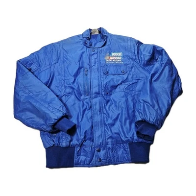 VTG Buschk Nascar Blue Sportmaster Men's Sz Small Blue Nylon Full Zip Jacket - Image 1 of 4