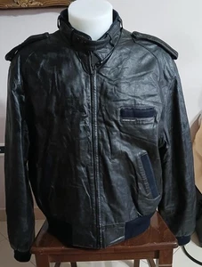 Giacca giubbotto MEMBERS ONLY uomo in pelle colore nero taglia 46 cod. CC036 - Picture 1 of 12