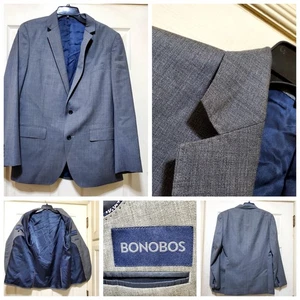 Bonobos Blazer Men 40R Grey Wool Career Jacket Sport Coat Two Button Italy Cloth - Picture 1 of 17