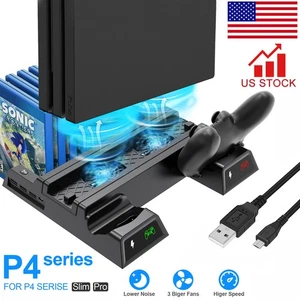 Per PS4 Pro / Supporto Verticale Slim + Ventola di Raffreddamento Controller Dock Station di Ricarica - Foto 1 di 10