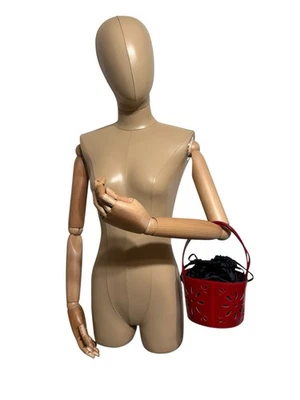 Bolso cubo de flores de cuero rojo Moschino de colección Foto 1 de 4