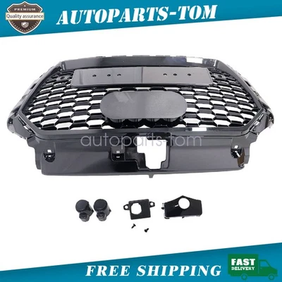 Front Bumper Grille Assembly Gloss Black RS3 Style Fit 14-16 Audi A3/Quattro S3 - Image 1 of 4