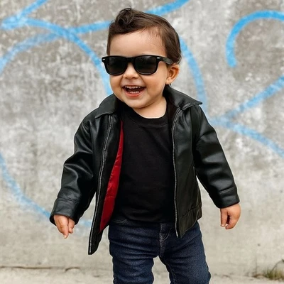 Kenneth Cole Reaction Niños Imitación Cuero Moto Chaqueta Cremallera Completa Bebé Suéter 18M Foto 1 de 4