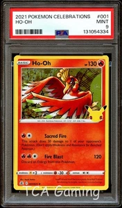 PSA 9 MINT Ho-Oh 001/025 HOLO RARE Celebrations Pokemon Card 334 - Picture 1 of 3