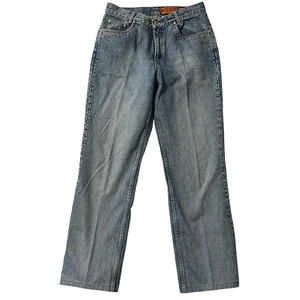 VTG Lawman Western Jeans Women 9/10 Blue Relaxed Fit Rhinestones Rodeo Cowgirl - Picture 1 of 21