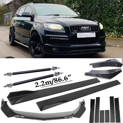 For Audi Q7 R7 S7 TT Carbon Fiber Front Bumper Lip Splitters+Side Skirt Strut+ Foto 1 de 4