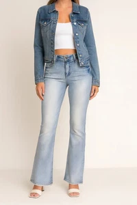 Damen Schlagjeans Damen High Rise Stretchy Bootcut Leg Denim Blau Jeansgröße - Bild 1 von 2