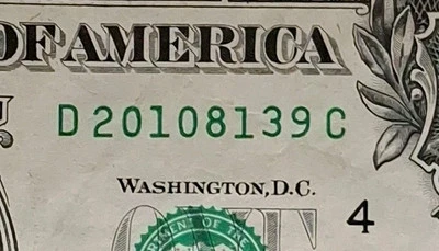 2010 Birthday/Anniversary Year $1 One  Dollar Bill Fancy Serial Number FREE SHI  - Image 1 of 3