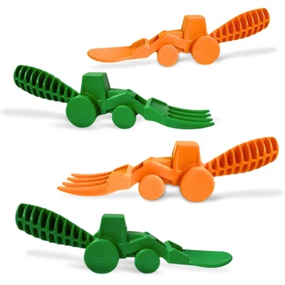 Constructive Eating Set of 2 Tractor Utensils for Kids and Toddlers, Green and - Image 1 of 4