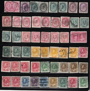 Canada 1897 - 1925 Scott's #53 - #128, 50 Classic Stamps, Cat$60+ 3 Views - Picture 1 of 3