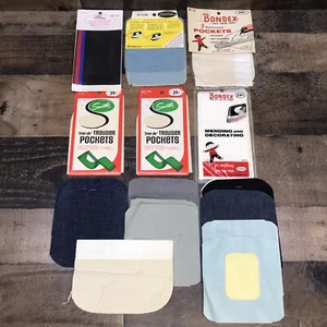 Lote de parches y bolsillos de reparación de costura plancha vintage años 60 para jeans, pantalones, etc. - Imagen 1 de 10