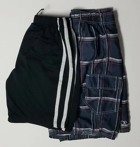 Boys Kids Summer Bundle Shorts Swim Trunks Small S 14/16 Blue Black Plaid - Picture 1 of 12