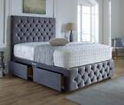 Plush Velvet Chesterfield Divan Bed Set, Luxury Memory Pocket Mattress Option