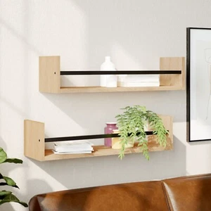 Wall Shelves with Bars Floating Shelf Rack Wall Mounted Shelf 2 pcs vidaXL - Picture 1 of 8