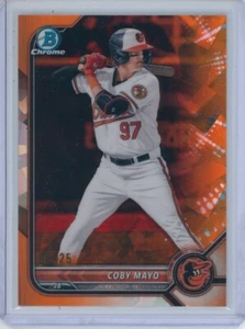 2022 Bowman Chrome Sapphire Coby Mayo ORANGE REFRACTOR 8/25 Color Match Orioles - Picture 1 of 2