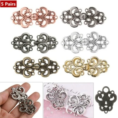 5Pair New Womens Cape Shawl Cloak Clips Clasp Collar Swirl Flower Fastener - Image 1 of 4