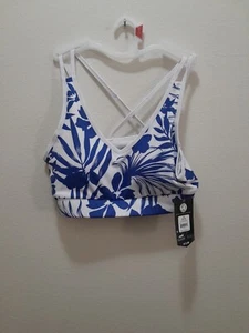 Womens Avia Core Sports Bra Size Medium 8-10 Blue Havana Palm - Picture 1 of 4