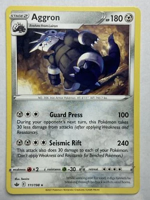 Pokémon TCG Aggron 111/198 - Chilling Reign - Rare Non Holo - Image 1 of 2
