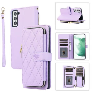 Love Zipper Grid Leather Card Wallet Phone Case for Google Pixel 6 7 8 Pro 6A 7A - Picture 1 of 18