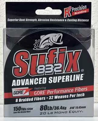 Trenza Sufix 832 Advanced Superline Lo-Vis verde 150yd/80lb Foto 1 de 3