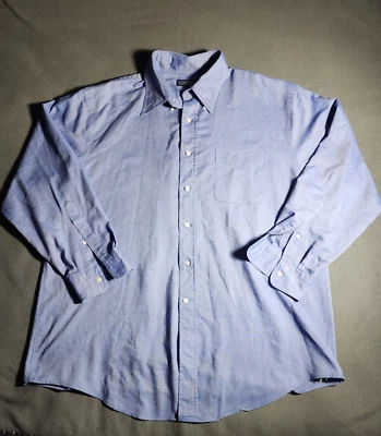 Camisa Lands' End Para Hombre Azul Talla 17-33 Vestido Regular Abotonado Informal Manga Larga Foto 1 de 4