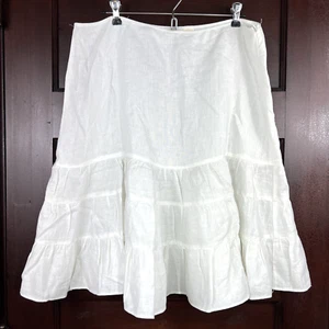 Gonna vintage St. John's Bay donna 14 bianco lino volant a strati midi boho contadina - Foto 1 di 14