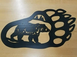 Bear Paw metal wall art wildlife scene plasma cut decor gift idea - Picture 1 of 1