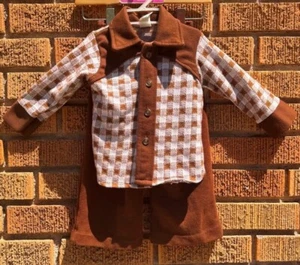 Vintage 70s By Thomas Outfit Set - Boys Size 3 - Brown - Picture 1 of 7