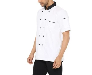 1 pieza Abrigo de Chef Chaqueta Cocina Mangas Cortas Cocina Restaurante Uniforme de Trabajo - Imagen 1 de 5